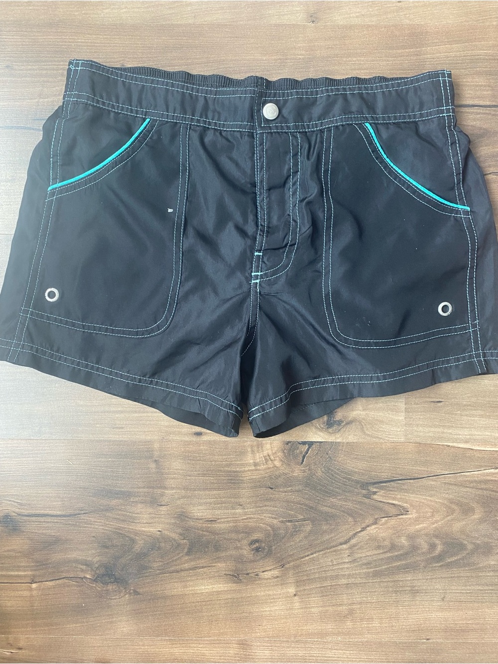 Free Country Black Athletic Shorts with Teal Trim